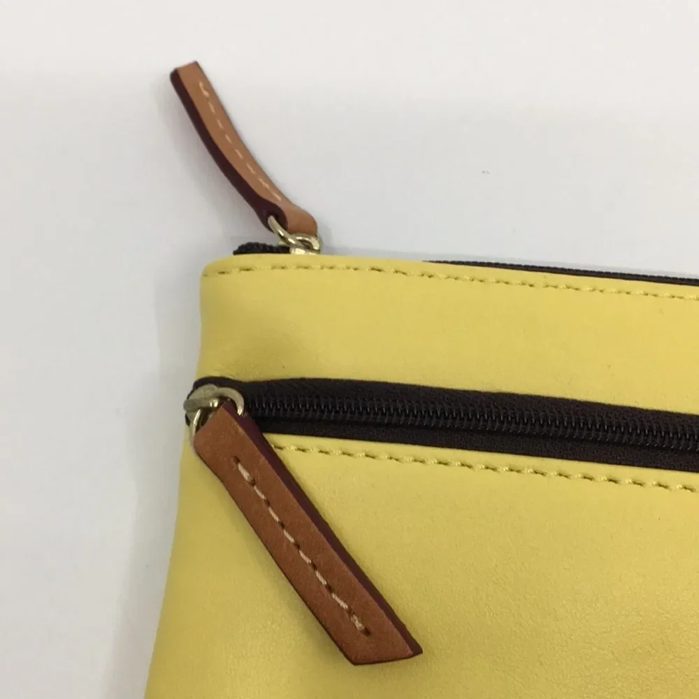DOONEY & BOURKE Tech Top Yellow Leather Double Zip Pouch Wallet